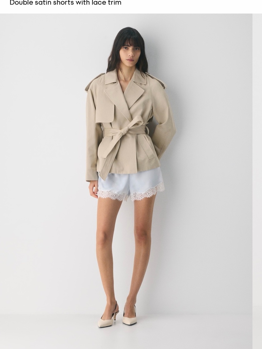 NWT Aritzia Wilfred Whimsy Satin Lace Shorts Glimmer Blue S - Picture 13 of 13
